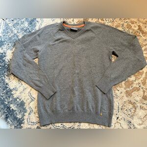 Schockemohle Sports Small Gray V Neck Equestrian Cotton Sweater